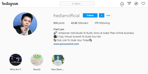 Fred Lam Instagram Account